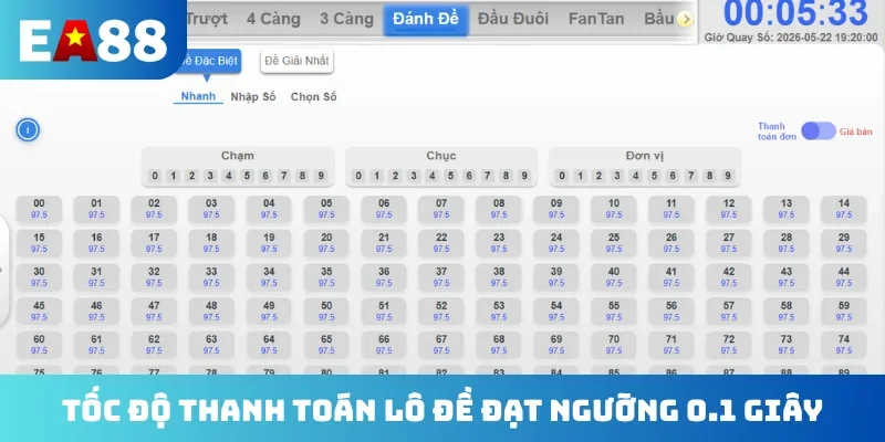 Tốc độ thanh toán lô đề đạt ngưỡng 0.1 giây